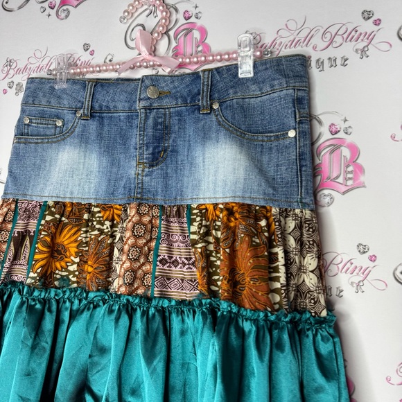 Younique skirt ruffle tiered half denim jean half tiered cloth fabric stunning - Picture 6 of 10
